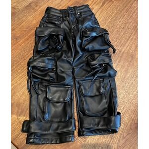 Rockstar Original Toddler Black Faux Leather Cargo Pants 2T Boys Moto Costume